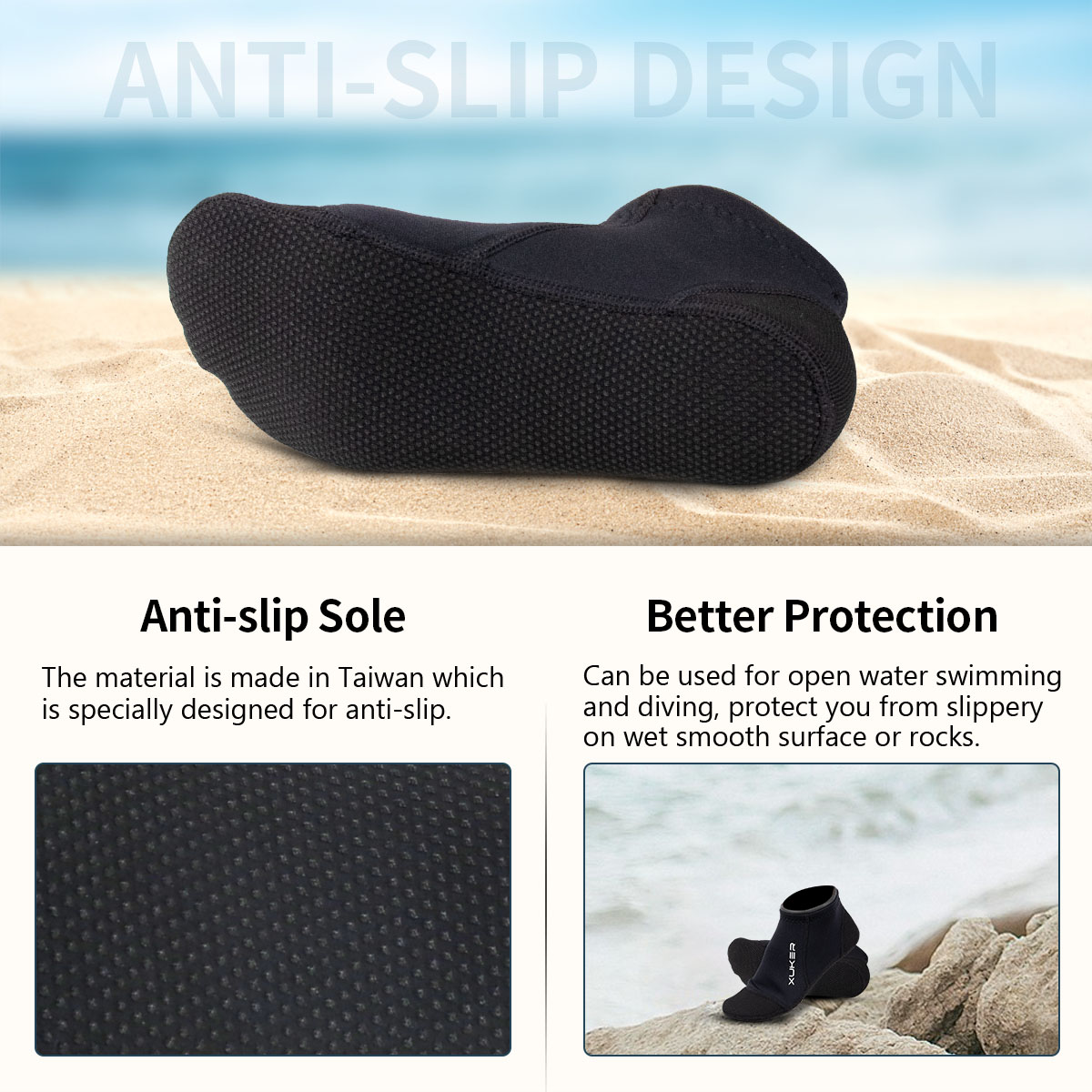 3mm Neoprene Socks Beach Volle - Snorkel Dry Top ulasan dan harga